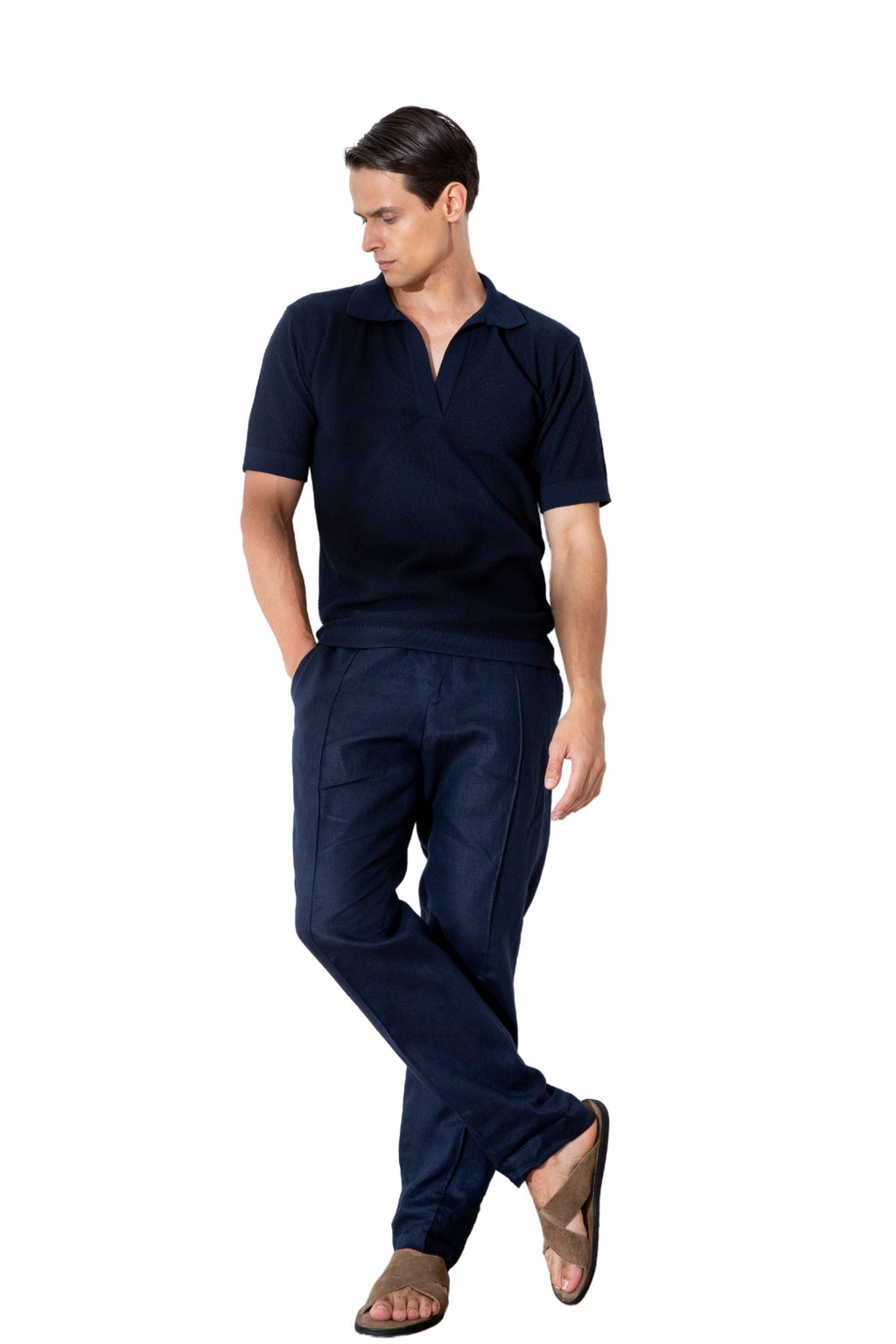 Calça 803 linho marinho