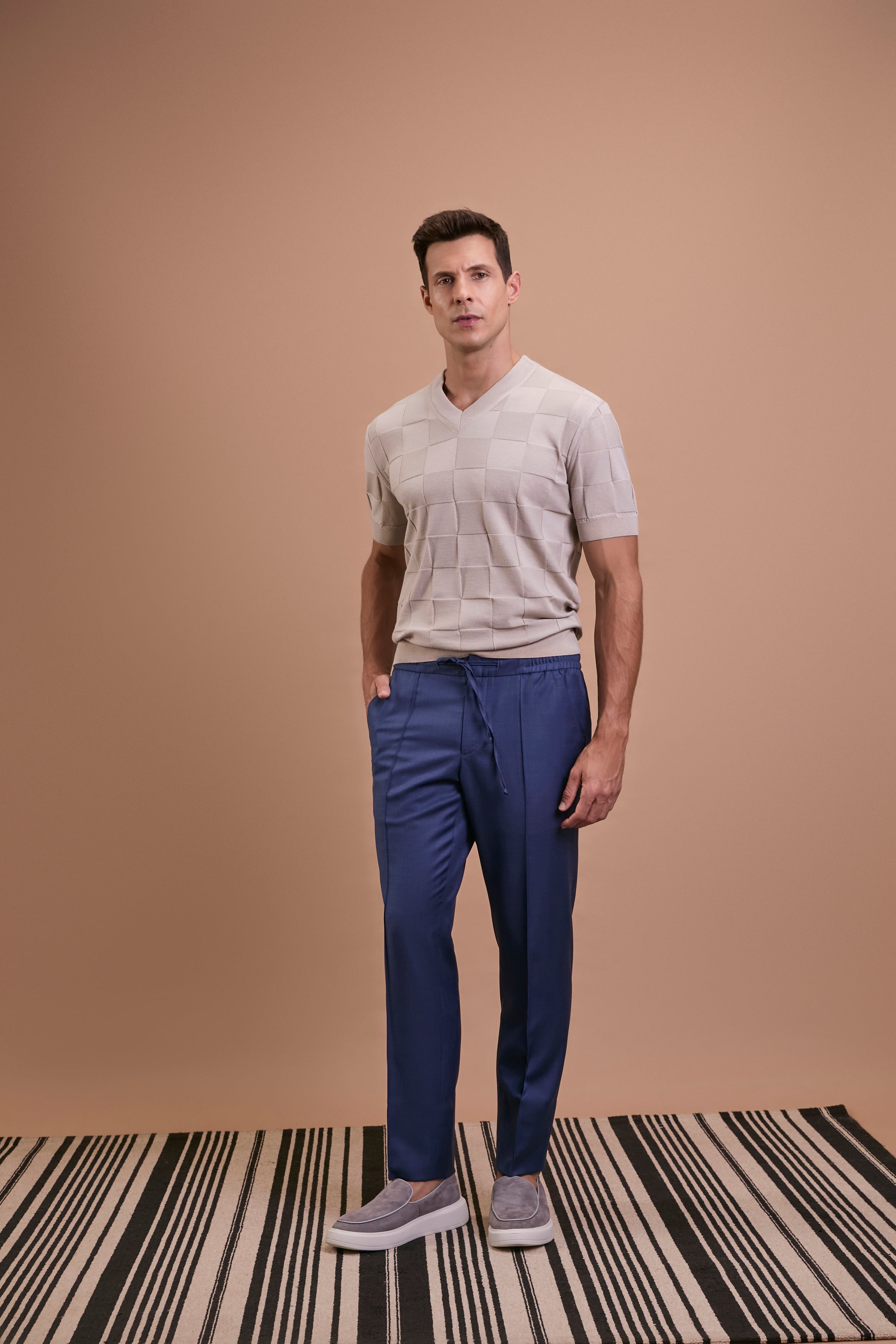 Calça 803 lã fria s120 azul médio