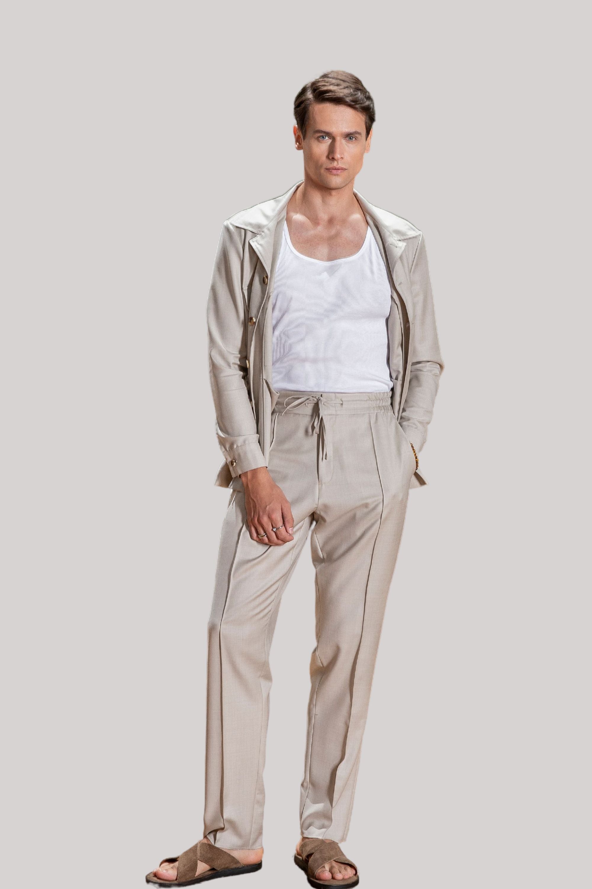 Calça 803 lã fria s120 areia