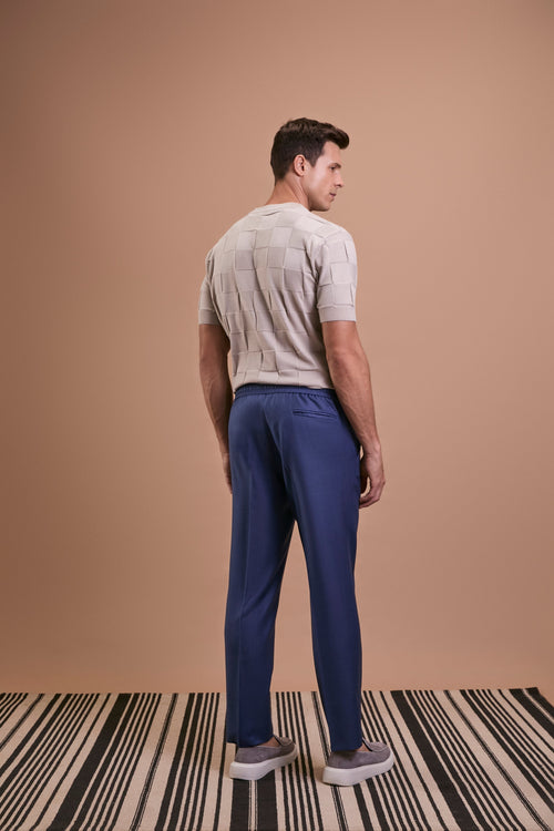 Calça 803 lã fria s120 azul médio