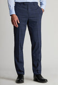 Brook Taverner - Tailored Fit Suffield Navy Check Wool Blend Suit Trousers