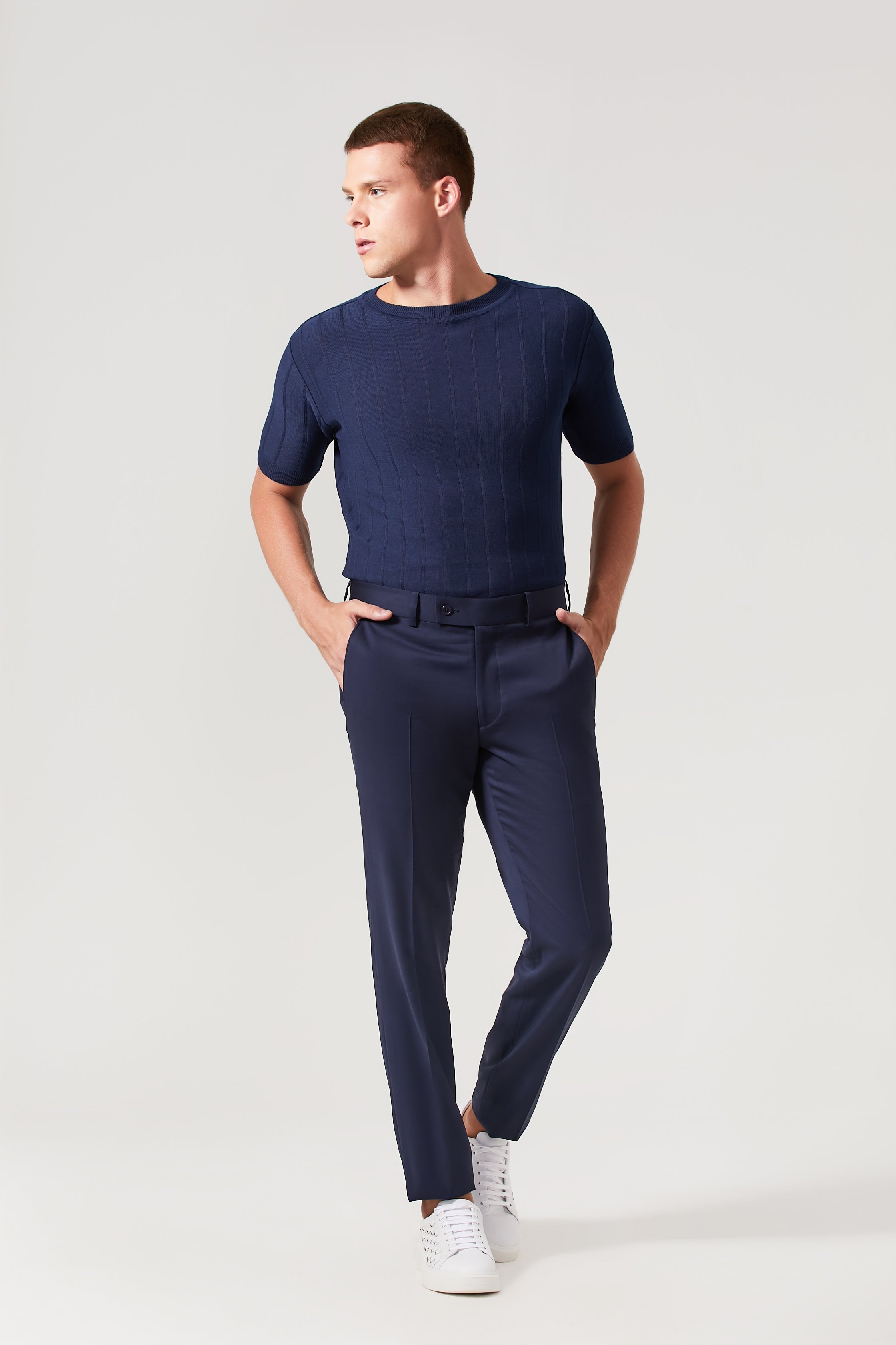 Calça Lã Super 120 Azul Marinho