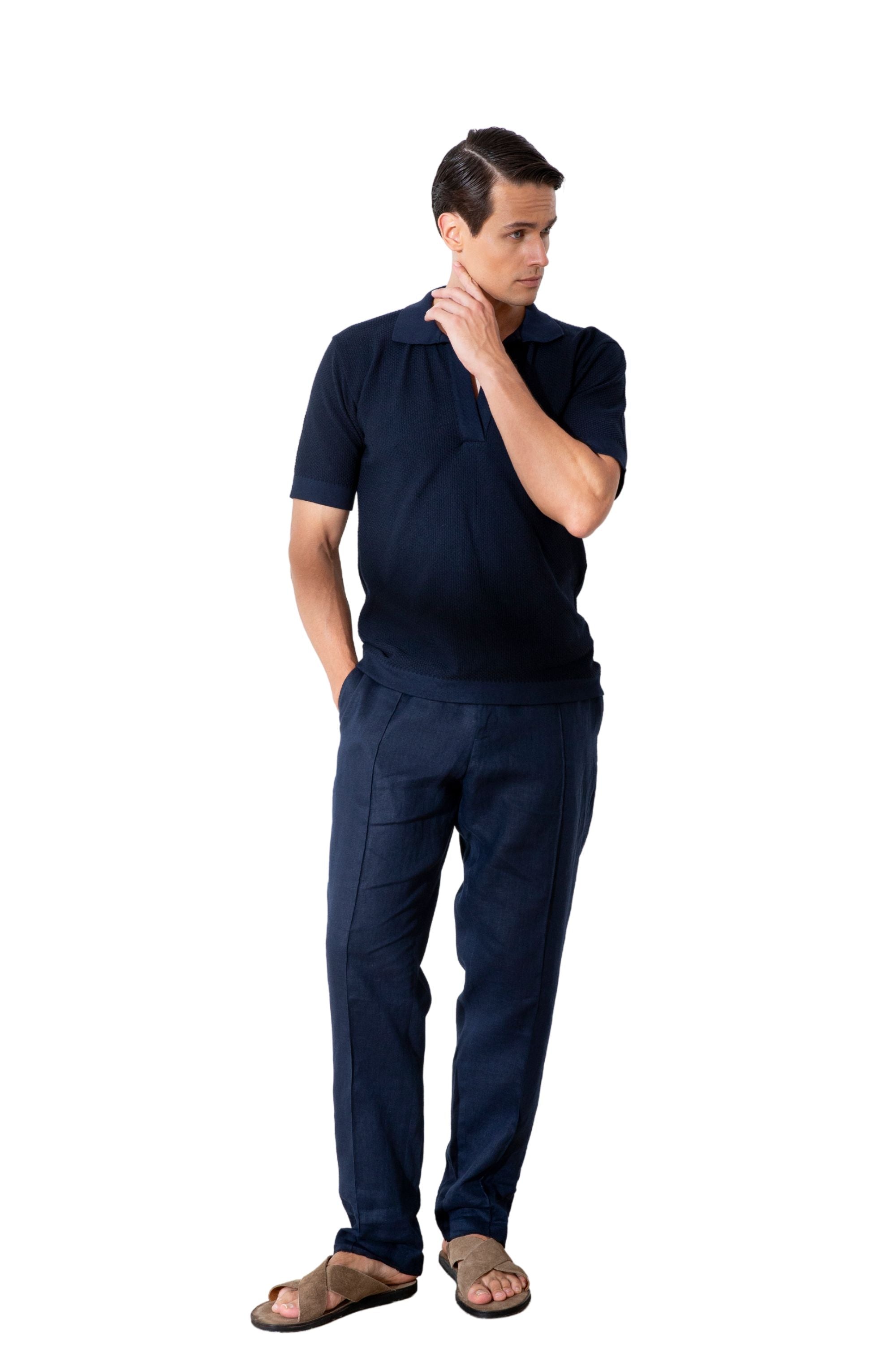 Calça 803 linho marinho