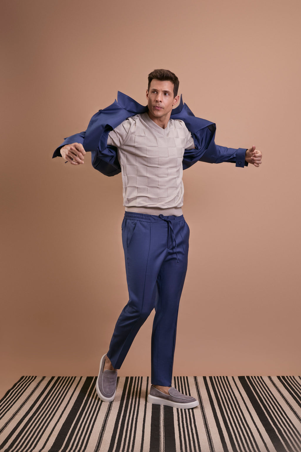 Calça 803 lã fria s120 azul médio